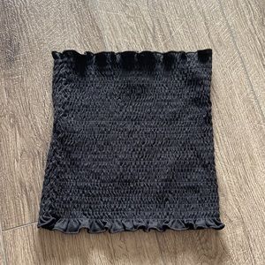Black smocked tube top